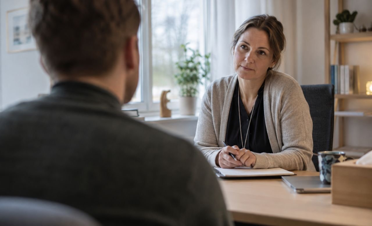 Psykiatri työskentelemässä vastaanotolla